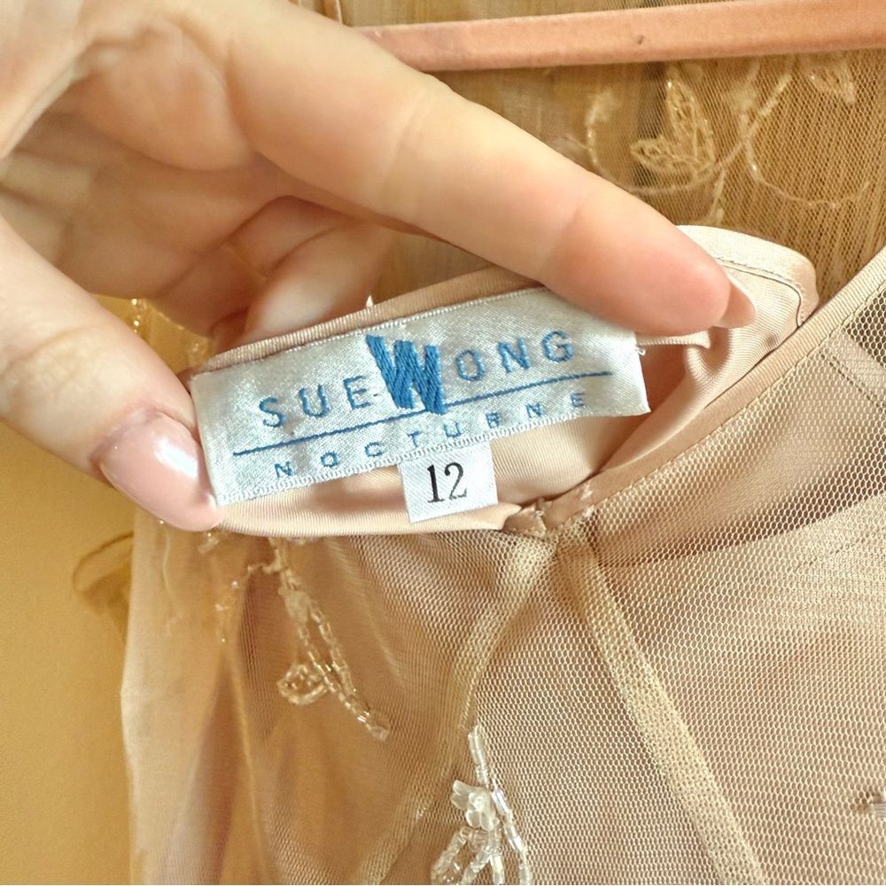 Sue Wong Vintage Embroidered Midi Cocktail Dress - Tan - Picture 5 of 7